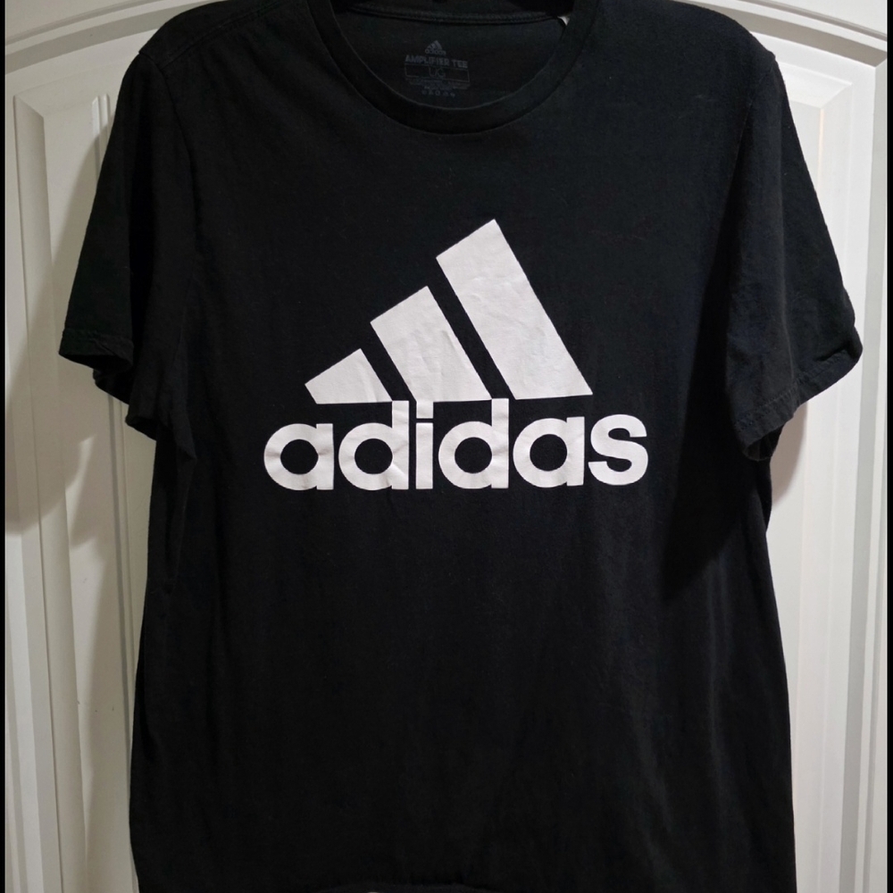 Adidas Badge of Sport Logo T-Shirt Tee | Black & White | Women's Large (L)